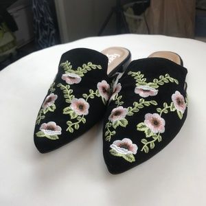 Franco Sarto| Embroidered D'Orsay Mules